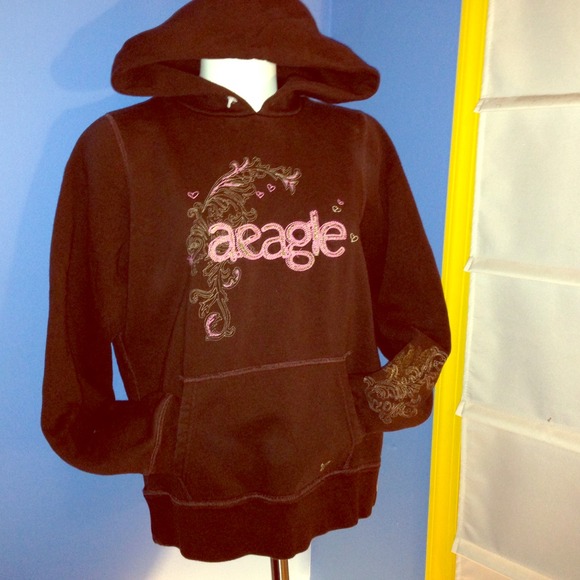 American Eagle Brown Signature Hoodie Sweatshirt