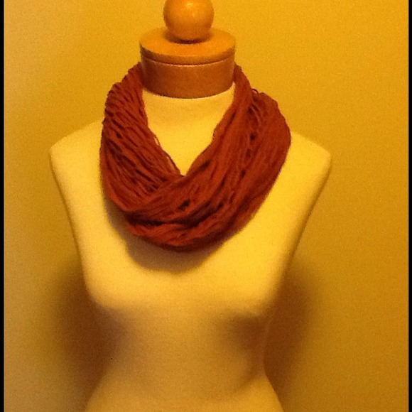 Burnt orange fishnet style scarf