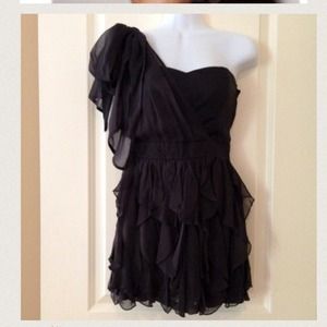 Black ruffle French connection dress.