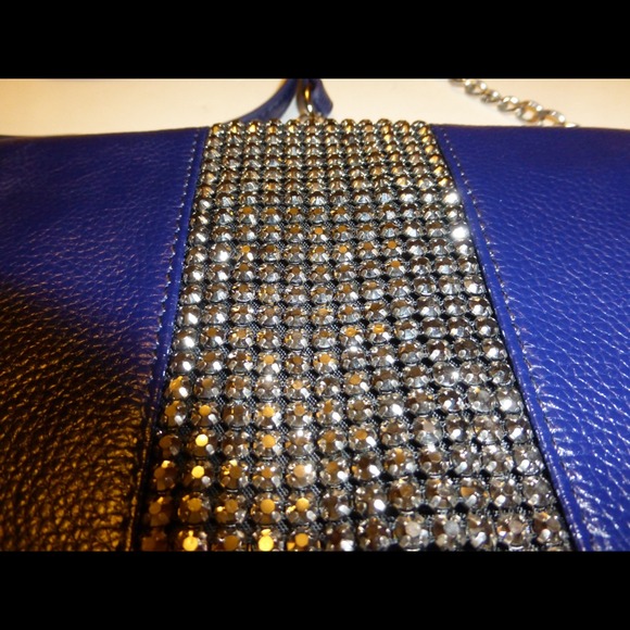 🎉Reduced🎉INC Blue Leather Rhinestone Handbag - Picture 4 of 4