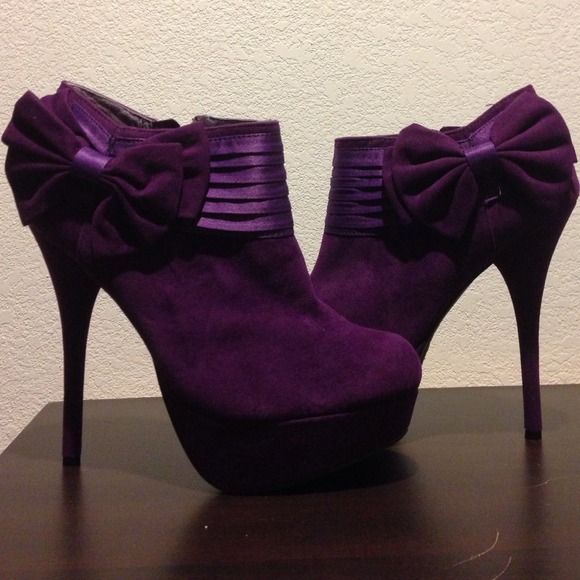 Purple Ankle Boot Platform Heels