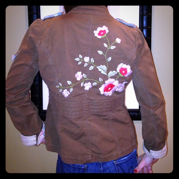 Tulle brand mandarin collar military style jacket