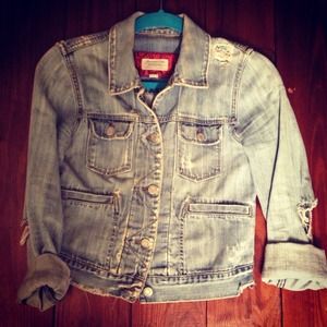 Distressed jean jacket