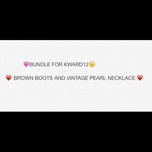 Brown boots And vintage Pearl necklace💕