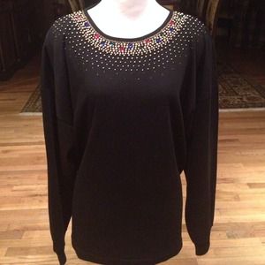Beautiful black beaded and bejeweled top