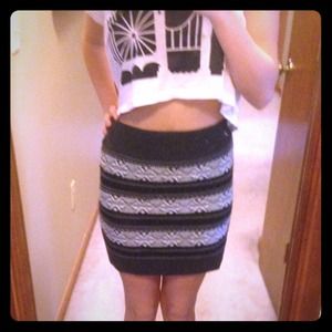 Knit High Waist Fair Isle Skirt