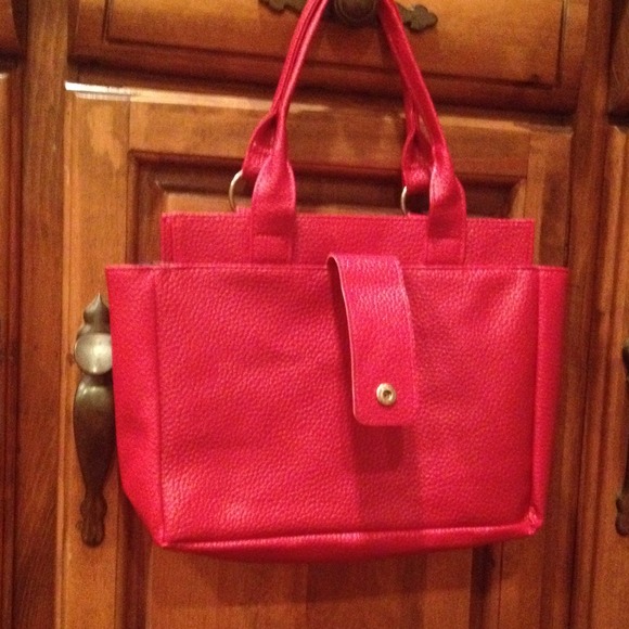 Red leather hand bag