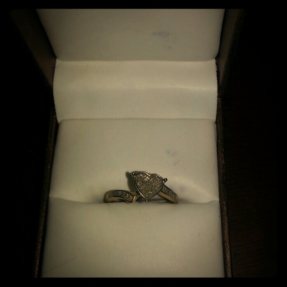 Gold plated with diamond pieces heart ring
