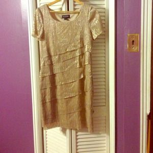 Gold shimmer tier dress