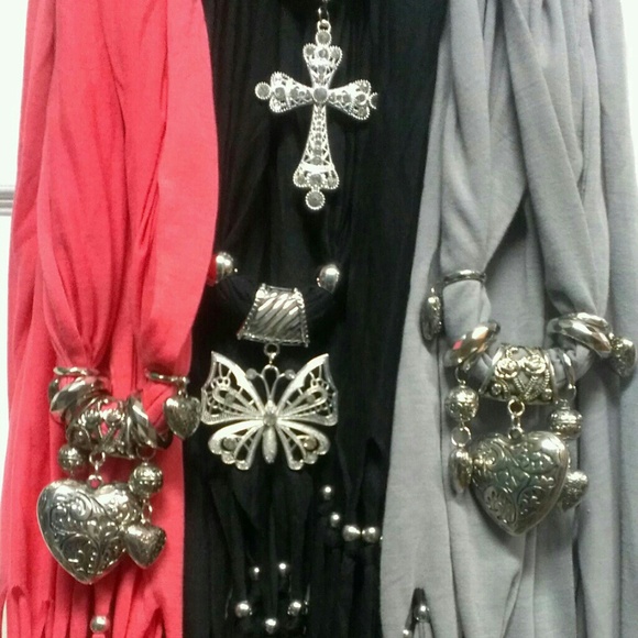 Scarfs with jewelry