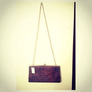 NWT Brown clutch purse with chain