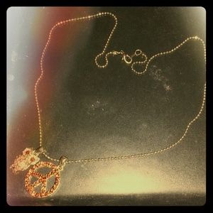 Peace and Owl Colored Rhinestone Necklace