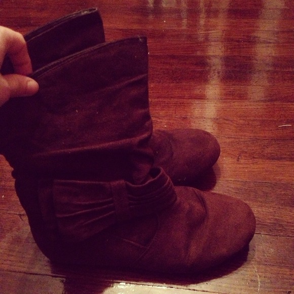 Brown suede ankle boots