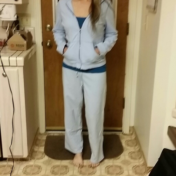 light blue sweat suit