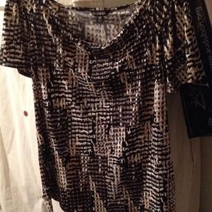 Black with earth tones dressy top