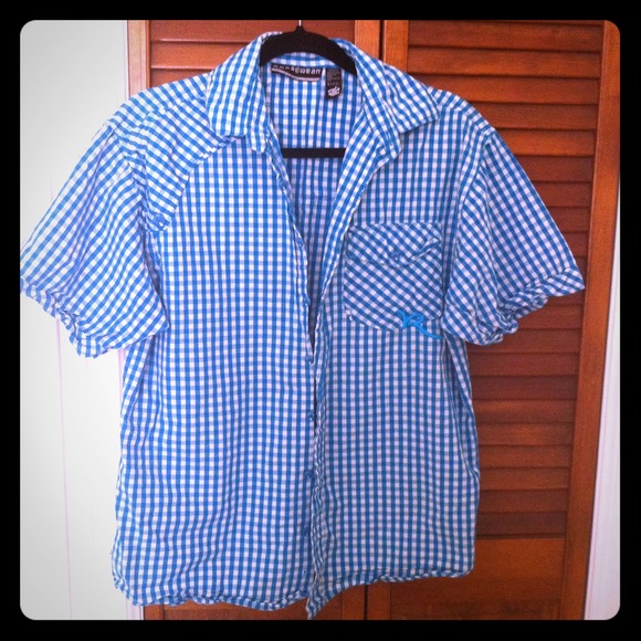 🌺✨Rocawear  Blue White Plaid Size L🌺✨