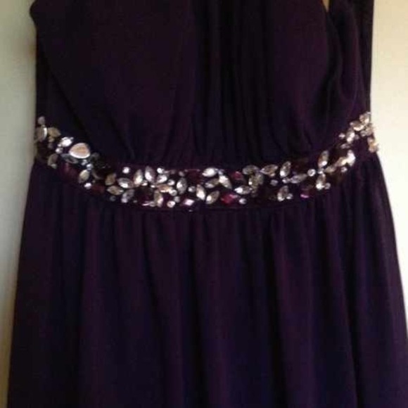 Purple Halter Prom Dress - Picture 2 of 4
