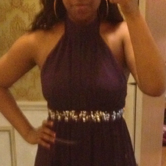 Purple Halter Prom Dress - Picture 4 of 4