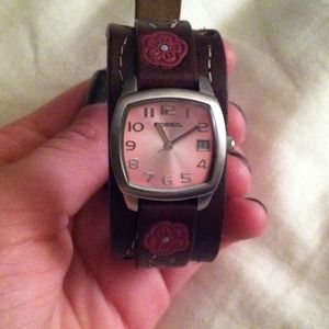 Leather fossil watch