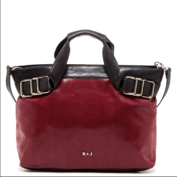 R+J Handbags - NEW✨R+J Big Beautiful Burgundy & Black Vegan Bag