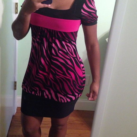 Pink and black zebra print dress