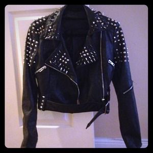 Vegan leather spiked and studded jacket