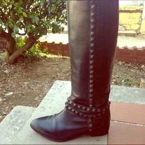 🚫sold🚫Leather High Knee Boots Zara