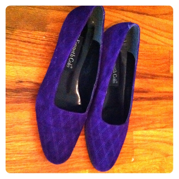 Purple Velvet Quilted Pattern Flats - Kenneth Cole - Picture 1 of 1
