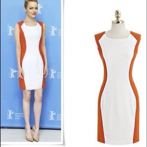 White & Orange Hourglass Sheath Dress