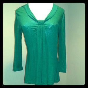 Banana Republic 3/4 Sleeve Kelly Green Casual Top