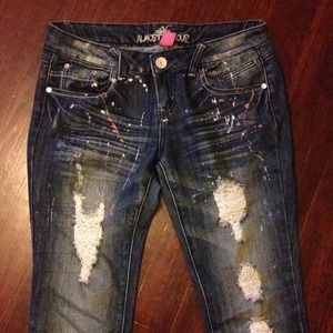 Painted denim women jeans