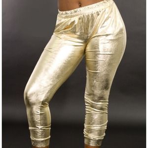 Elastic Ankle and Waistband Metallic Comfy Pant