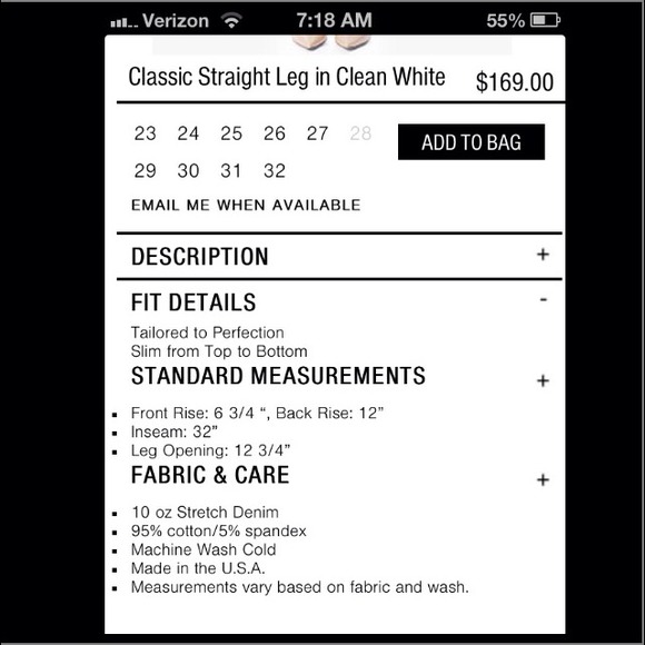 7 for all Mankind Jeans white denim size 30 - Picture 2 of 4