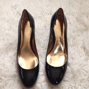 Black Patent Leather Coach Heels size 8.5