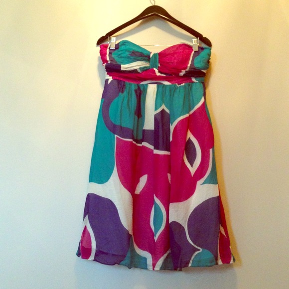 Shoshanna strapless cocktail print dress, size 10
