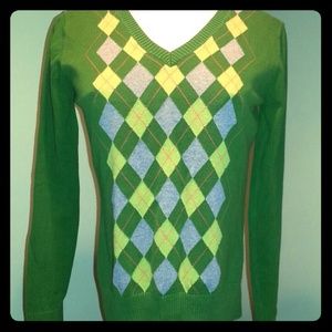 Merona Olive Green Argyle Sweater