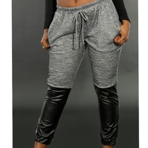 Half & Half Comfy Faux Leather Pant
