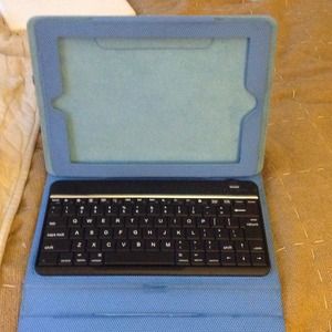 Blue iPad case with keyboard