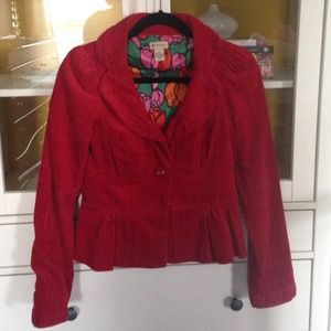 Anthropologie Red corduroy jacket