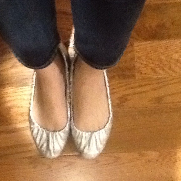 Silver metallic flats