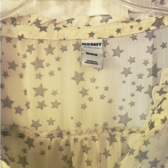 White with grey stars printed peasant top - Picture 2 of 3