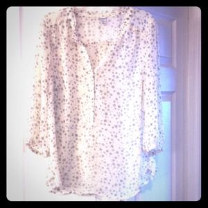 White with grey stars printed peasant top