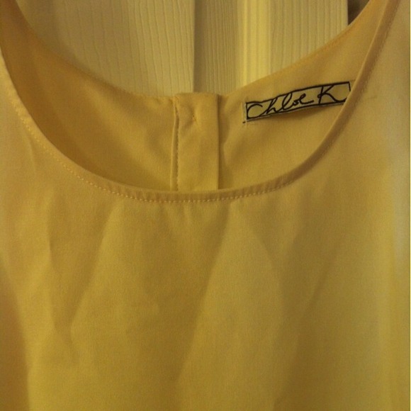 Sheer blouse, red color blocking, back buttons - Picture 2 of 3