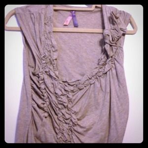 SOLD in BUNDLE!! Tan Anthropologie ruffle top!