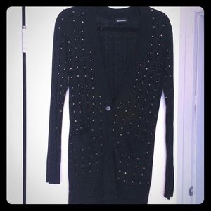 Black boyfriend embellished cardigan
