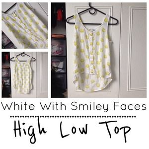 REDUCED⬇️White With Smiley Faces High Low Top💕