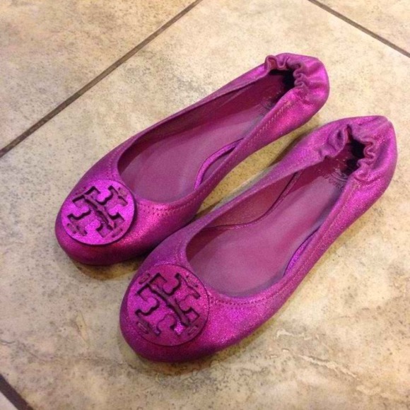 🚫SOLD🚫🎀Authentic Tory Burch Metallic Reva Flats - Picture 2 of 4