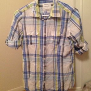 AE favorite shirt blue plaid size 6