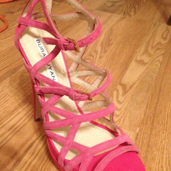 Burak Uyan pink suede 'dbl buckle' platform sandal - Picture 2 of 4