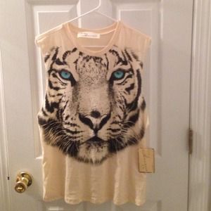 Tiger tank top with cross back